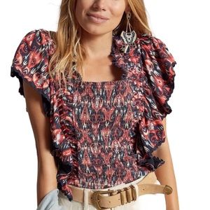 Anthropologie NWT Let Me Be Smocked Crop Top Size XLarge